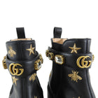 Gucci 2019 Gold Embroidered Bee and Stars Chunky Ankle Boots - 9.5