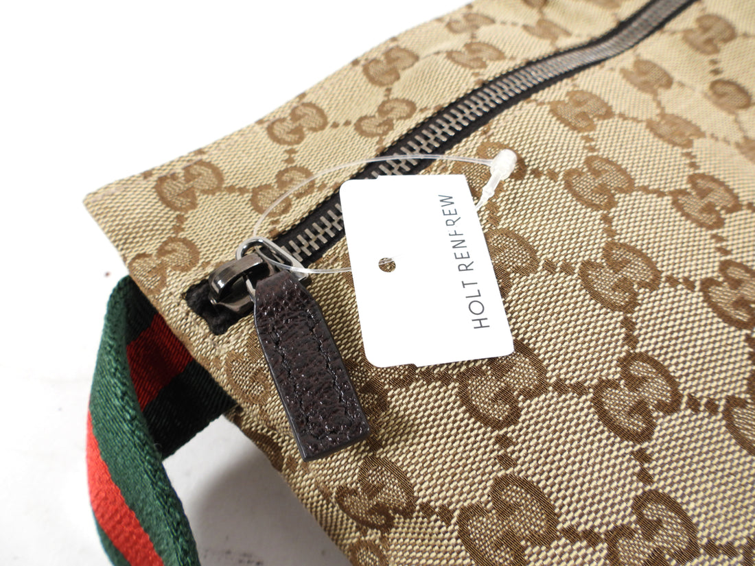 Gucci Brown Monogram Canvas and Leather Web Belt Bag