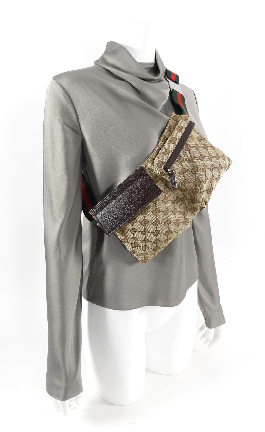 Gucci Brown Monogram Canvas and Leather Web Belt Bag
