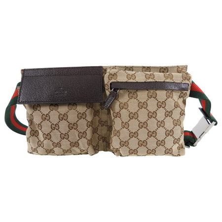 Gucci Brown Monogram Canvas and Leather Web Belt Bag