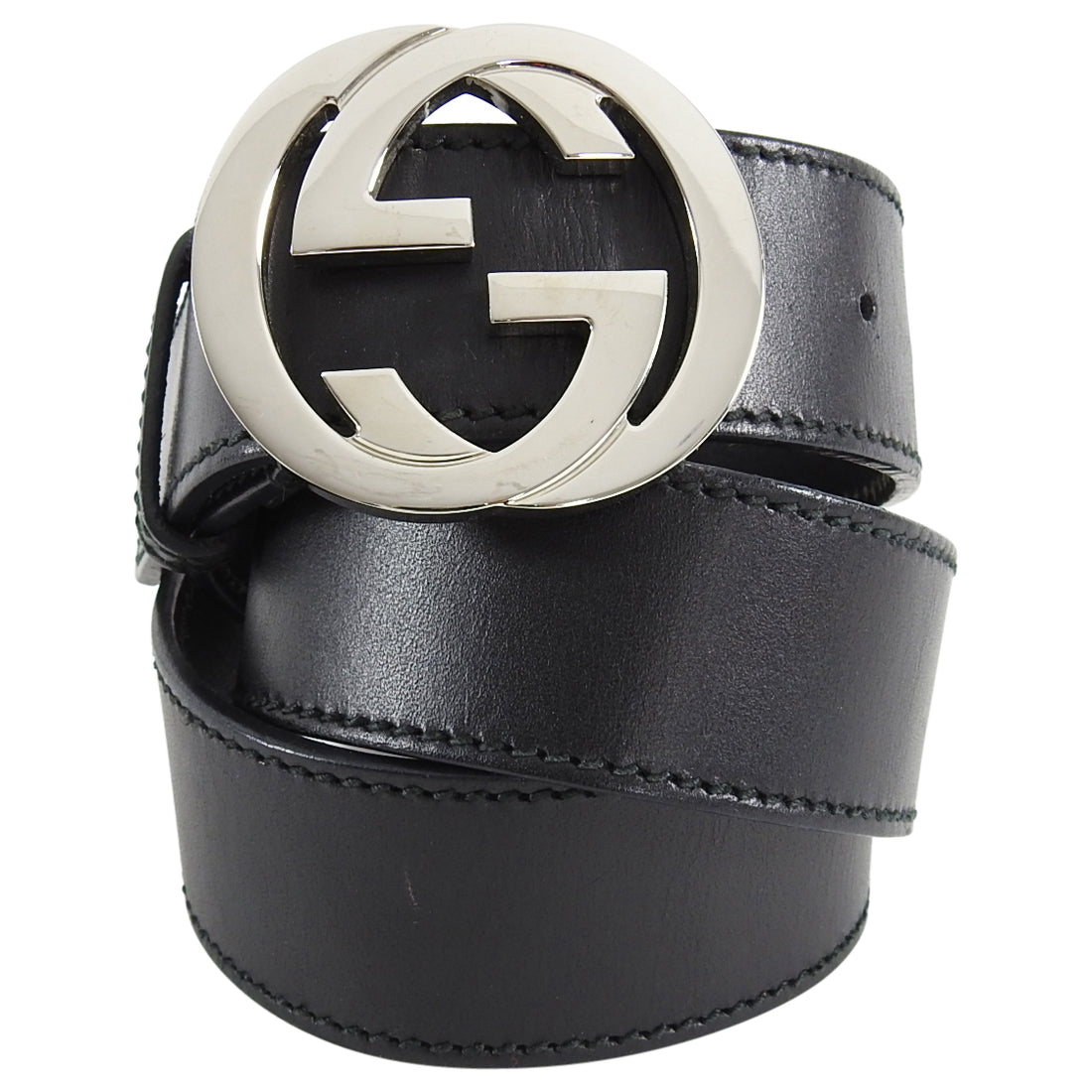 Gucci Black Belt with Silver GG Buckle 