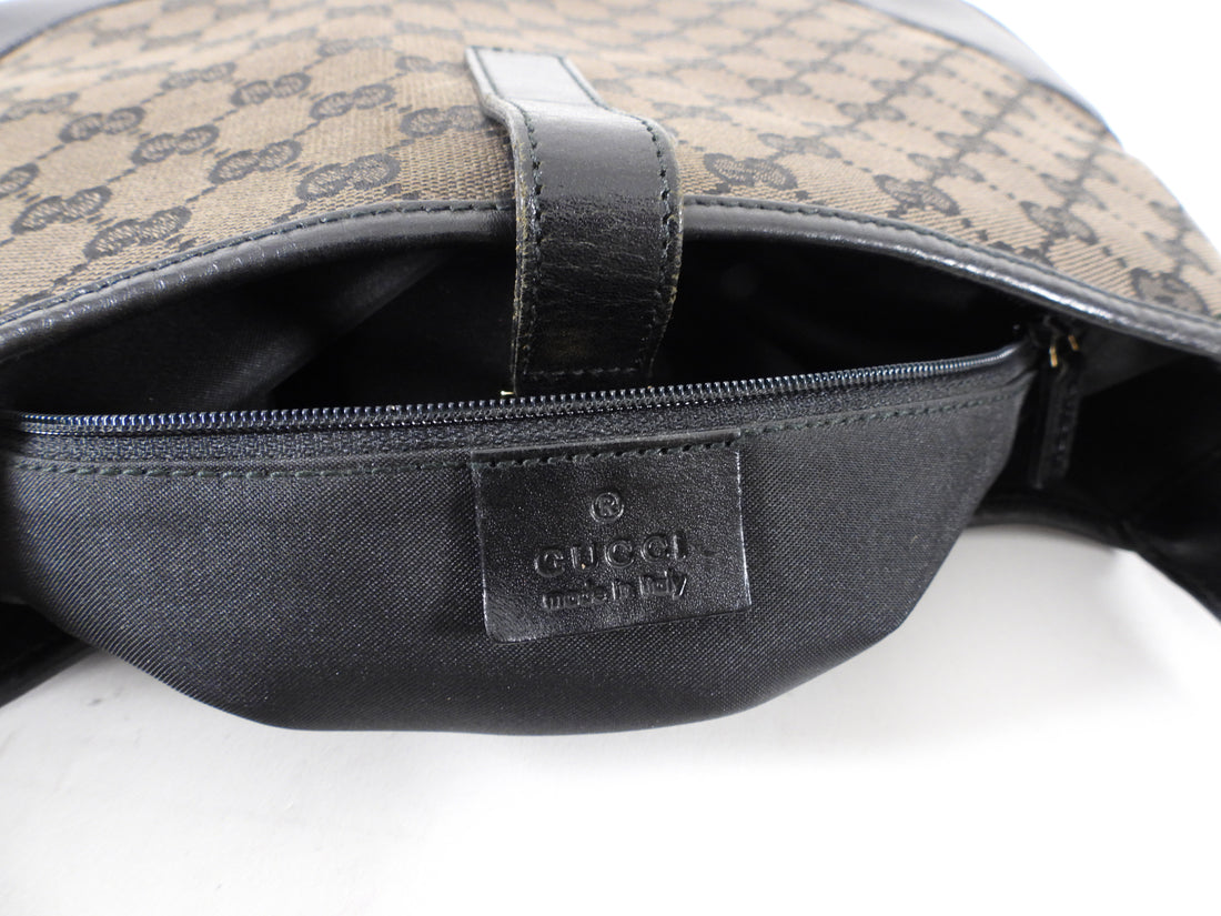 Gucci Jackie Hobo Jackie-o Monogram 872553 Black Gg Canvas