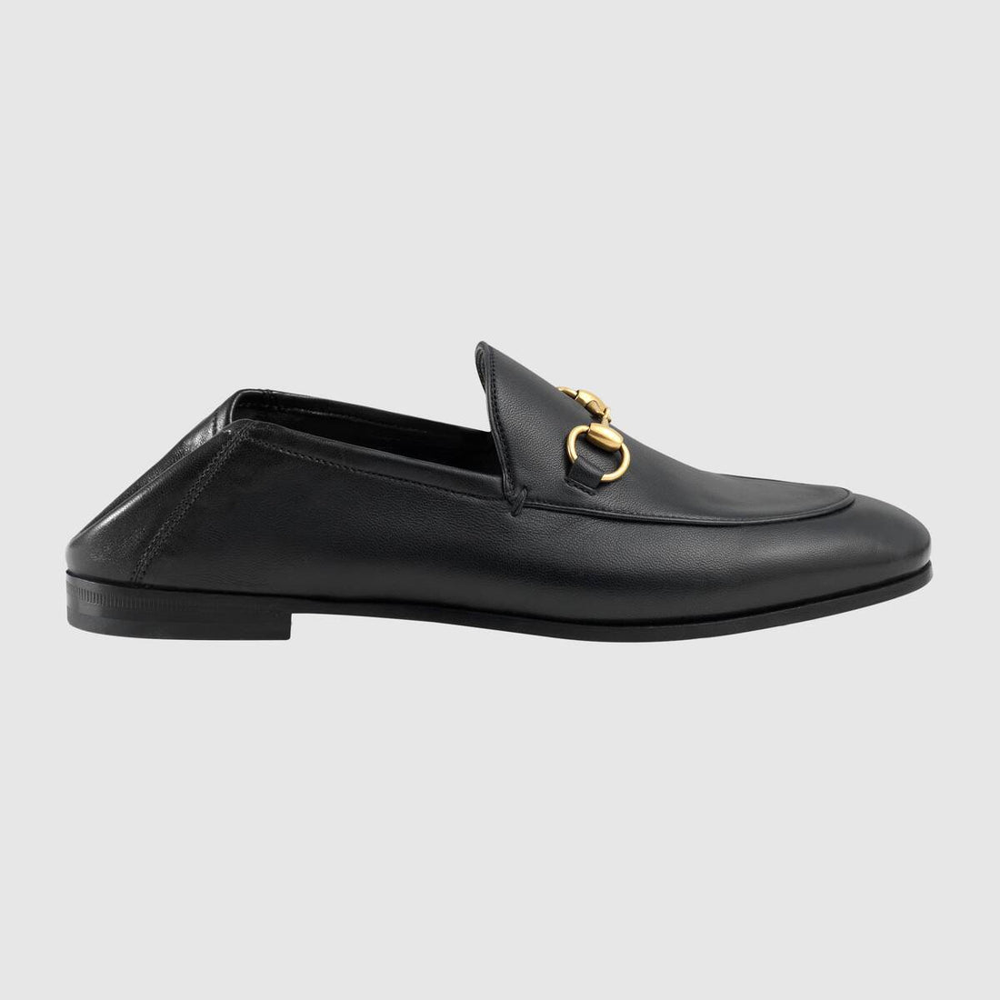 Gucci Black Smooth Leather Fold Down Horsebit Loafer - 37.5 / 7