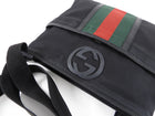 Gucci Black Nylon Web Stripe Messenger Crossbody Bag