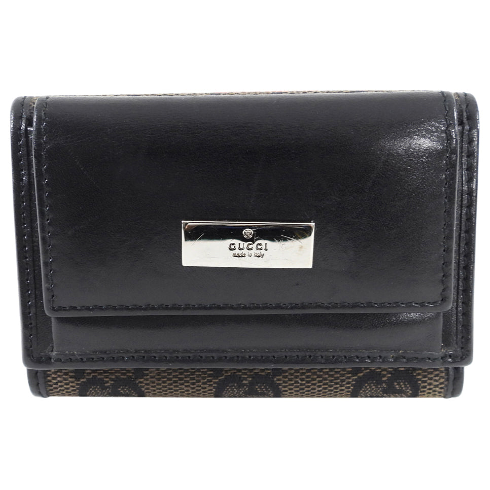 Gucci Dark Brown and Black Monogram Canvas Small Wallet