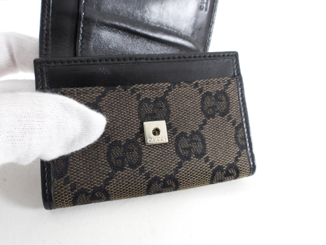 Gucci Dark Brown and Black Monogram Canvas Small Wallet