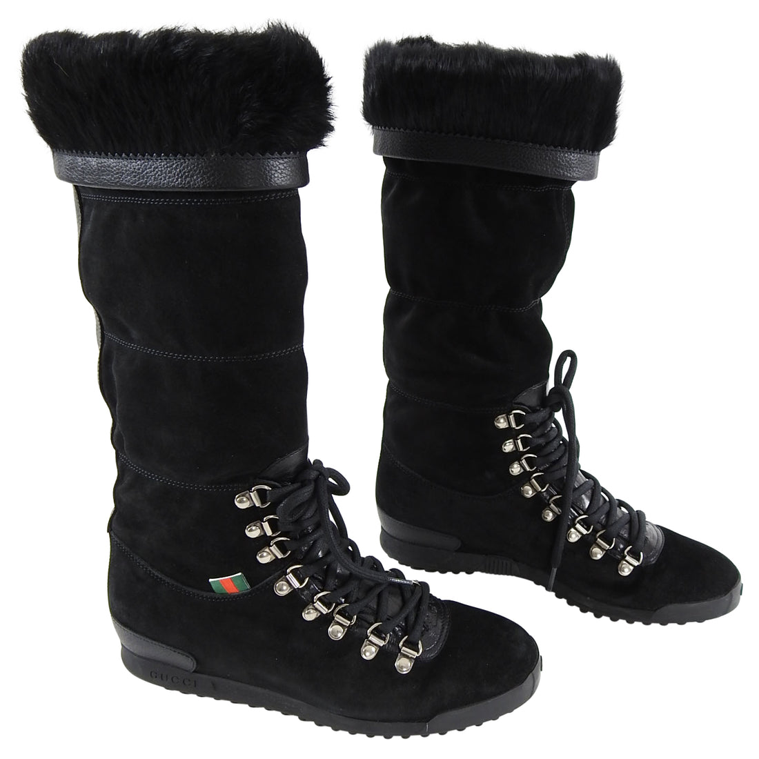 Gucci Black Suede Fur Lined Mountain Winter Boots - 6.5