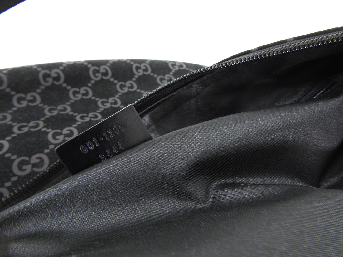 Gucci Black Suede Monogram Hobo Shoulder Bag For Sale at 1stDibs