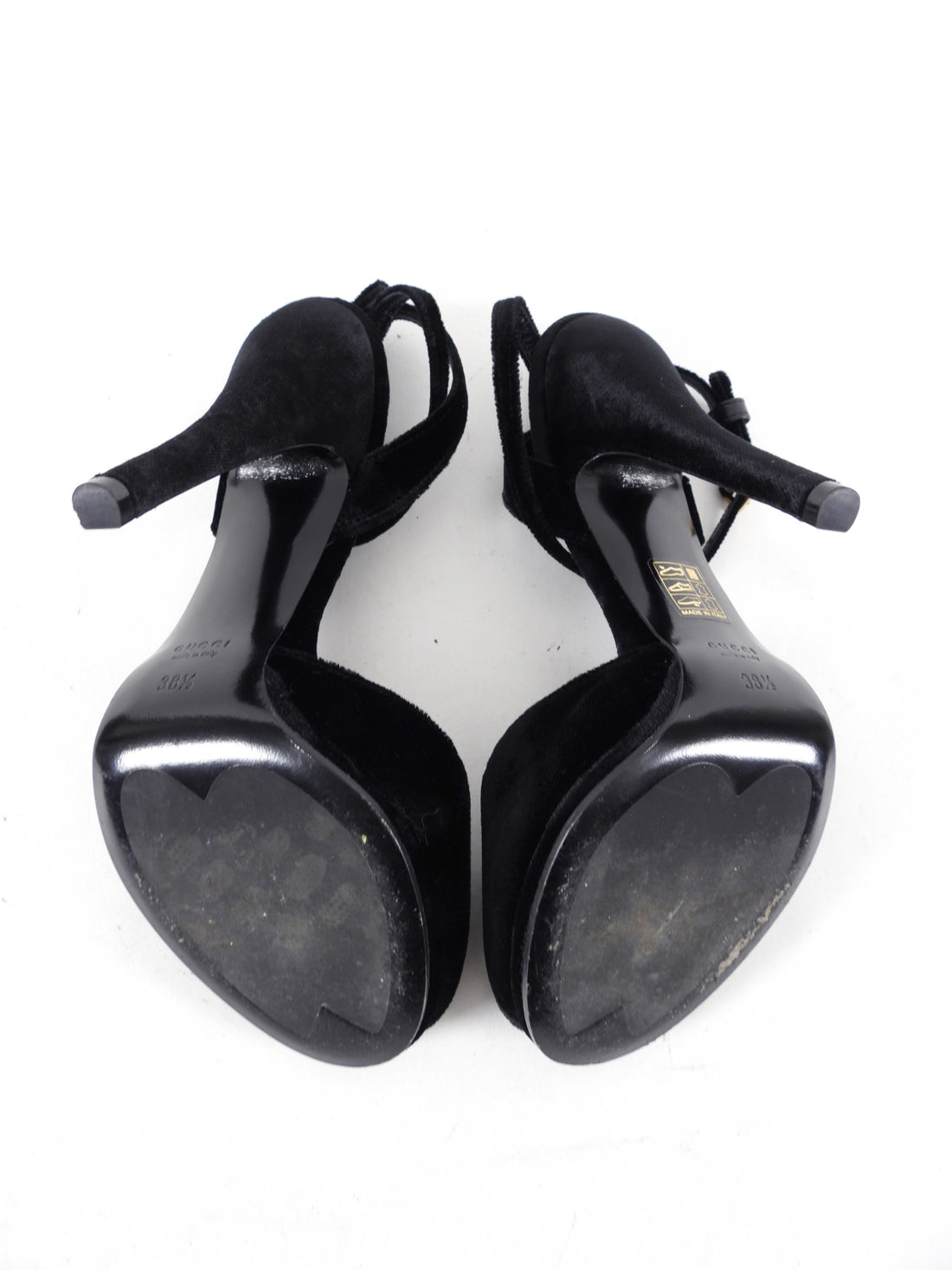 Gucci Black Velvet high Heel Sandals - 38.5