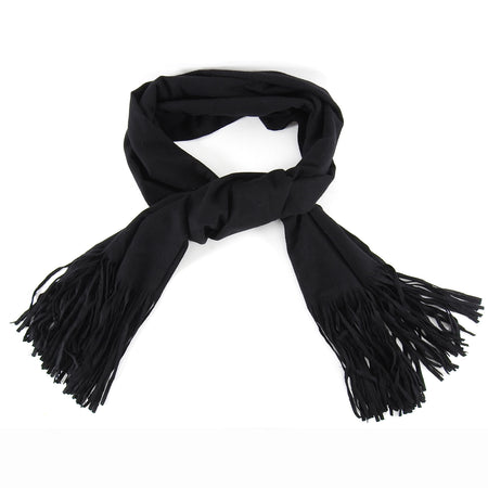 Gucci Black Cashmere Fringed Long Scarf Shawl
