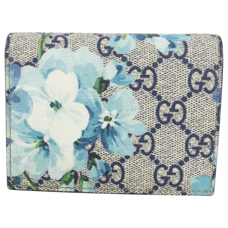 Gucci Blooms Supreme Blue and Red Floral Bifold Wallet