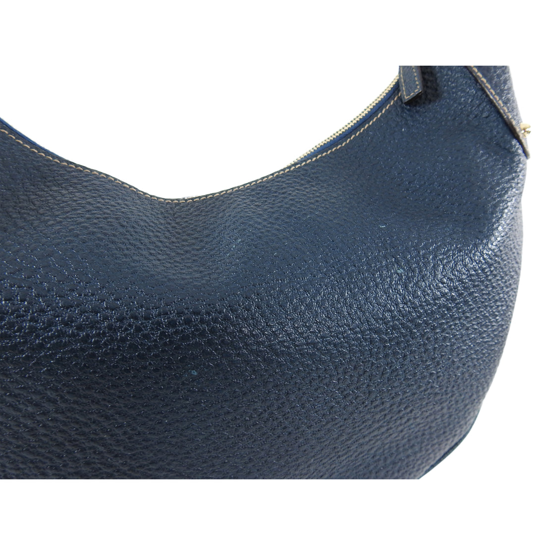 Gucci Dark Blue Leather Hobo Crescent Bamboo Bag