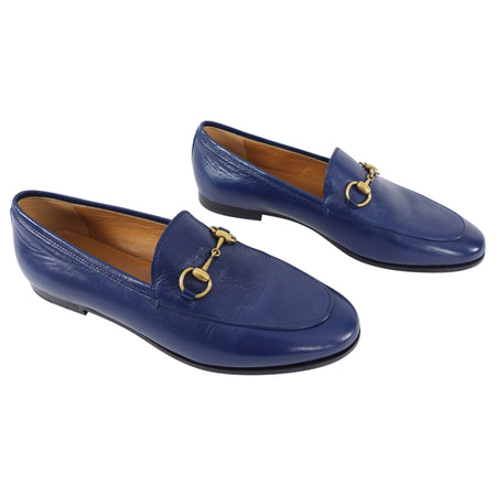 Gucci Jordaan Navy Blue Horsebit Loafer - 37 / USA 6.5