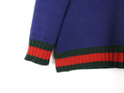 Gucci Blue Sweatshirt with Red Green Knit Web Trim - M