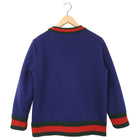 Gucci Blue Sweatshirt with Red Green Knit Web Trim - M