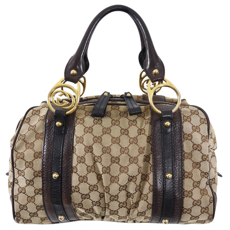 Gucci Monogram Canvas Interlocking Icon Medium Boston Bag