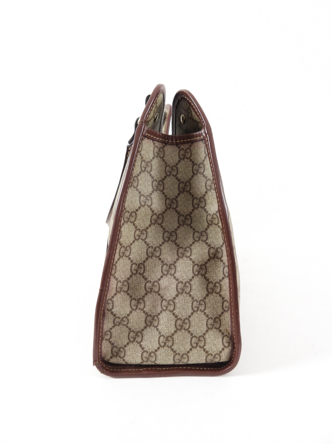 Gucci Monogram Supreme Canvas Brown Leather Trim Shoulder Bag