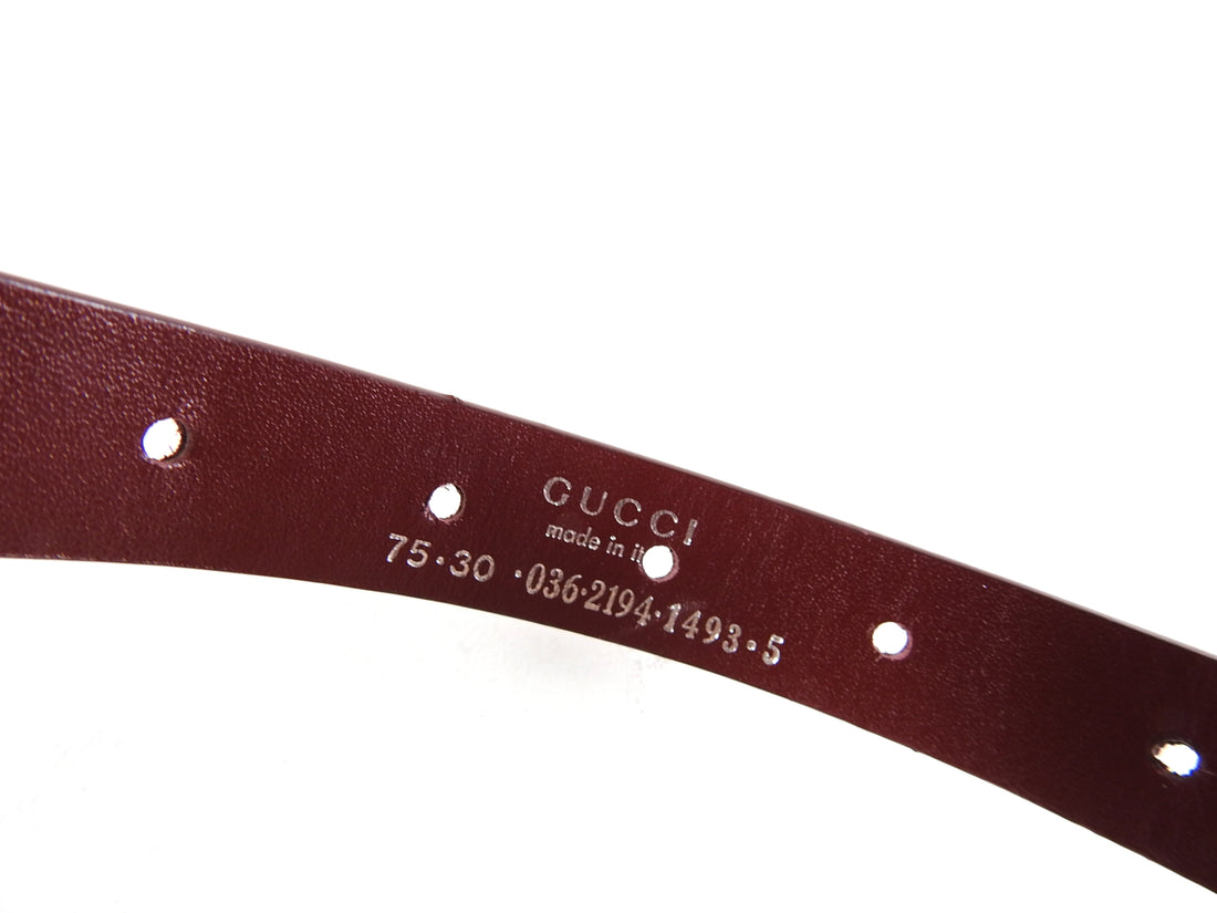 Gucci Early 2000's Vintage Burgundy G Logo Belt - 75/30