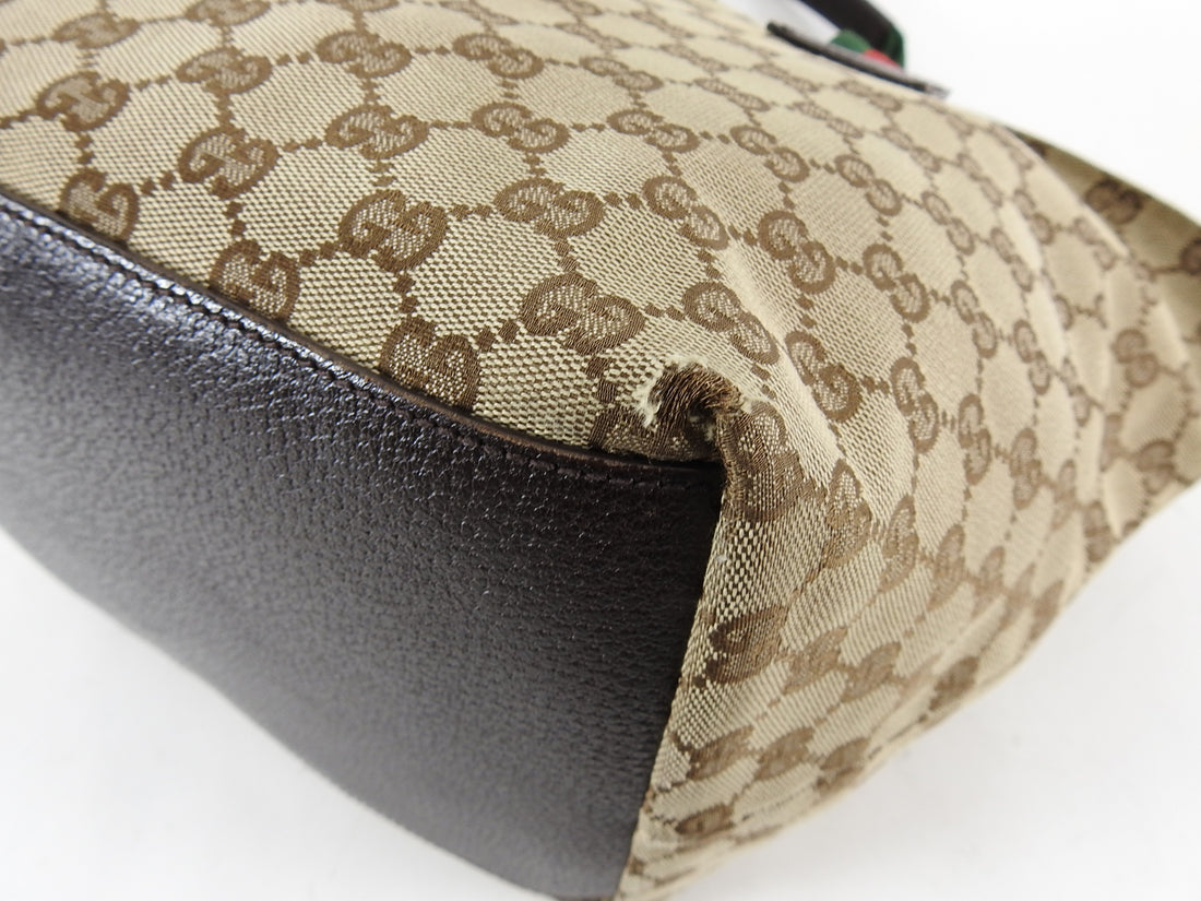 Gucci Brown Monogram Canvas Small Zip Tote Bag