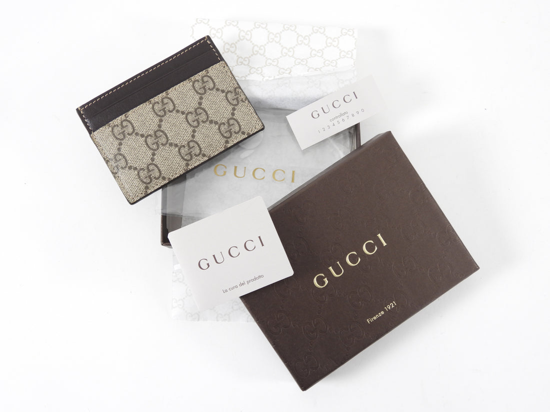 Gucci Monogram Supreme Canvas Brown Card Holder