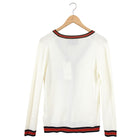 Gucci Ivory Wool Cardigan with Red Black Trim and Pearl GG Buttons - M
