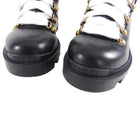 Gucci Sylvie Black Combat Boots with Web Stripe - 36.5