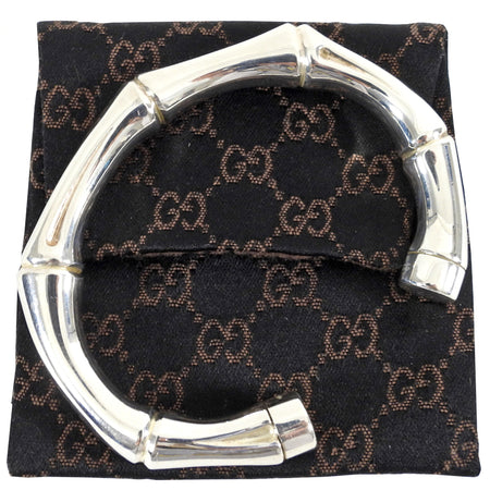 Gucci Sterling Silver Bamboo Cuff Bracelet - XL