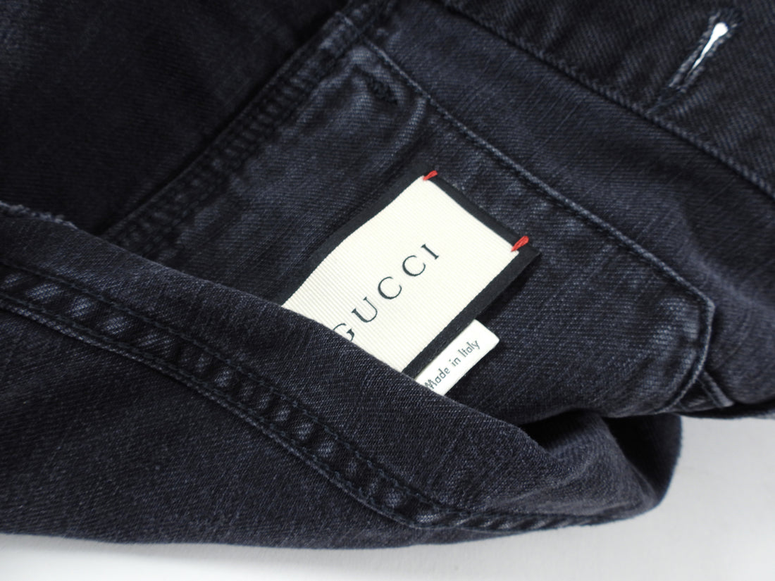 Gucci Blind For Love Black Denim Studded Embroidered Jacket - M