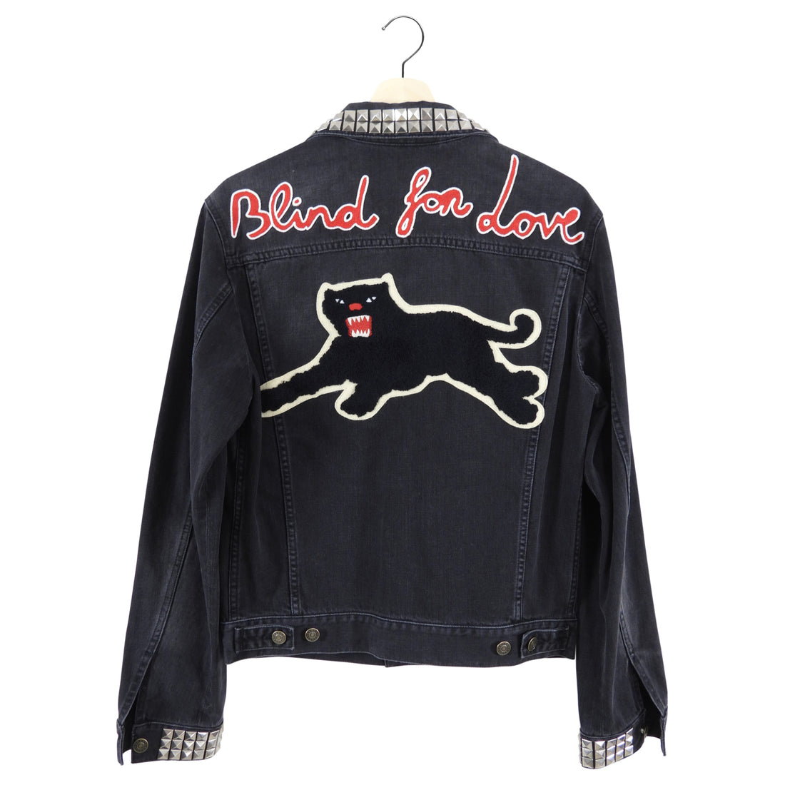 Gucci Blind For Love Black Denim Studded Embroidered Jacket M