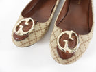 Gucci Brown Diamond Check Canvas and Leather Flats