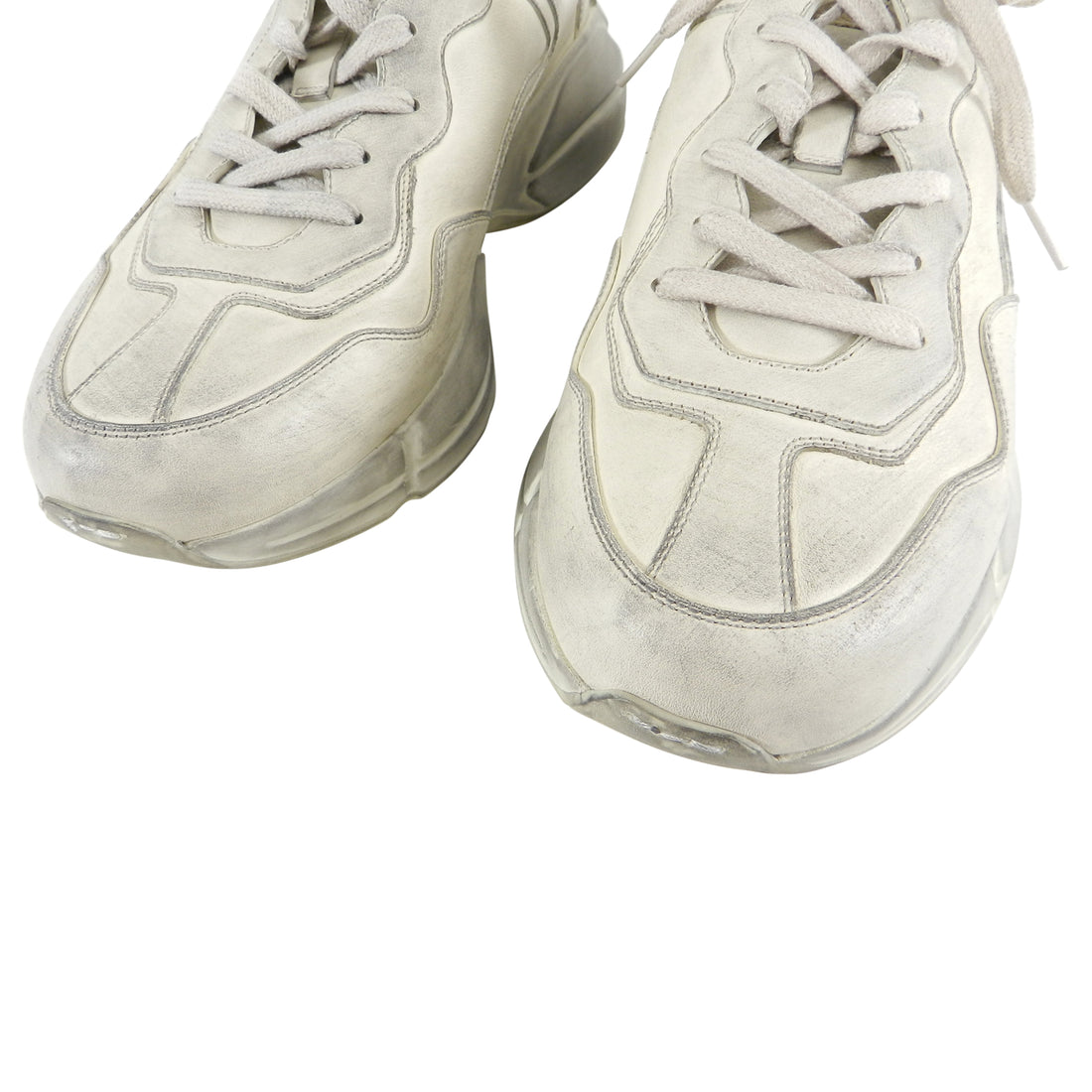 Gucci Distressed Leather Rhyton Sneakers - 11