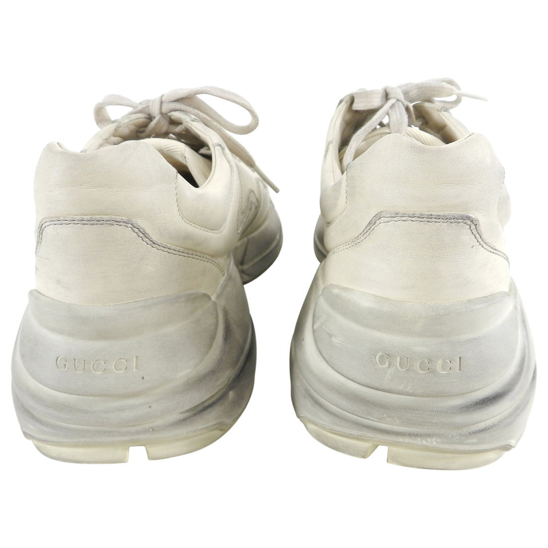 Gucci Distressed Leather Rhyton Sneakers - 11