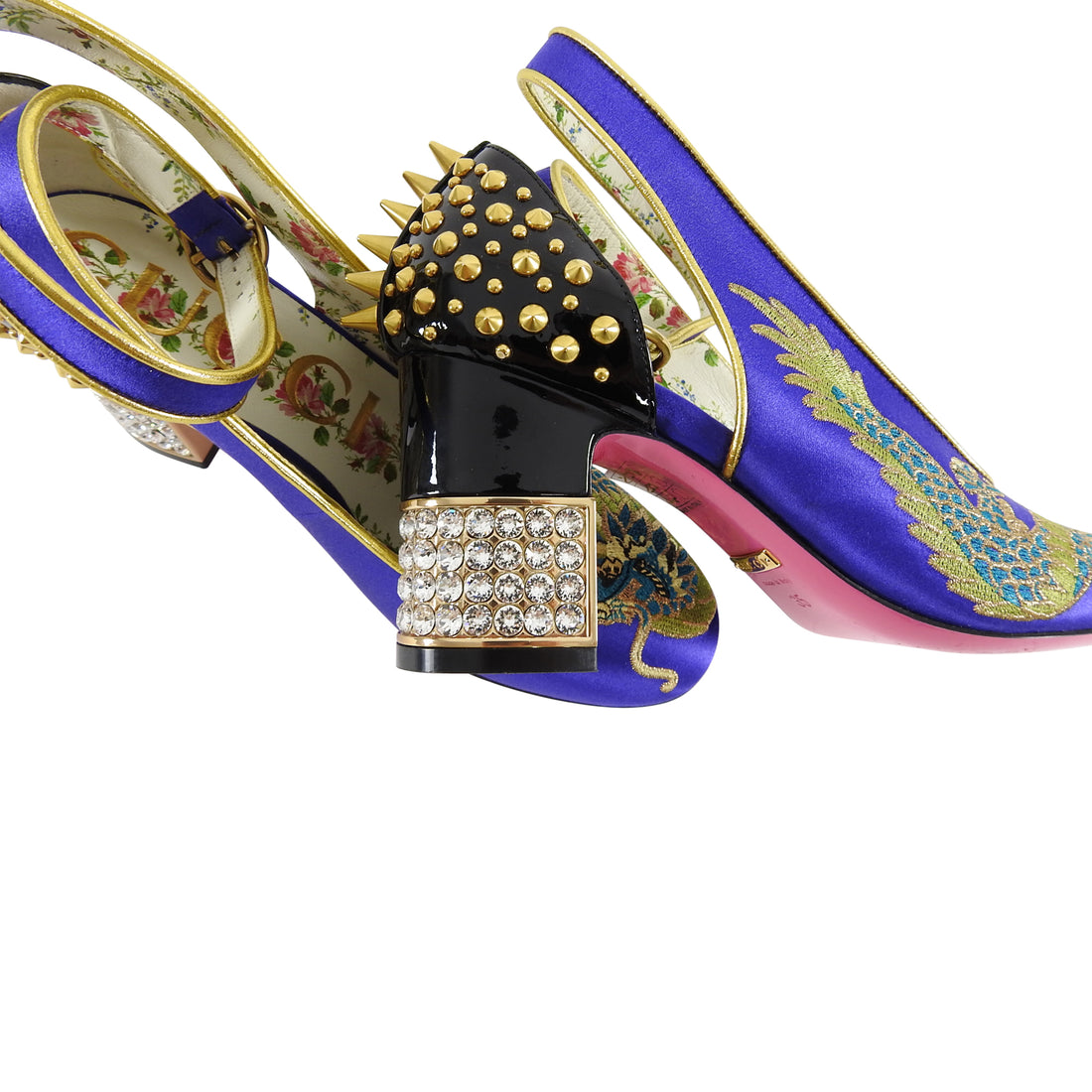 Gucci Fall 2017 Purple Satin Caspar Dragon Spike Jewel Shoes - 35