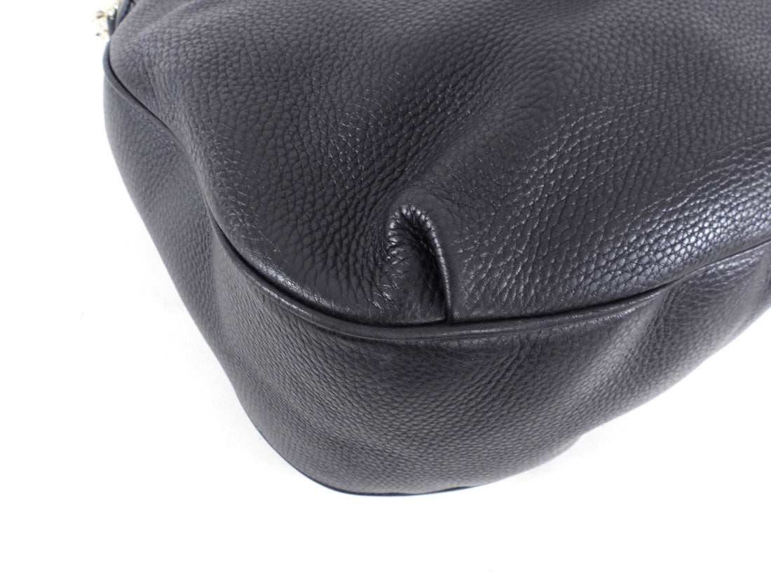 Gucci Black Grained Leather Emilie Hobo Bag