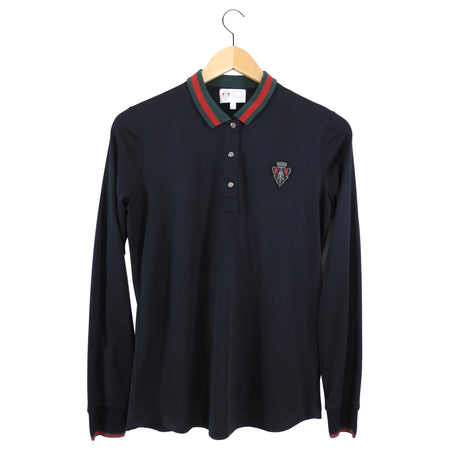 Gucci Equestrian Line Black Polo Long Sleeve Shirt - M