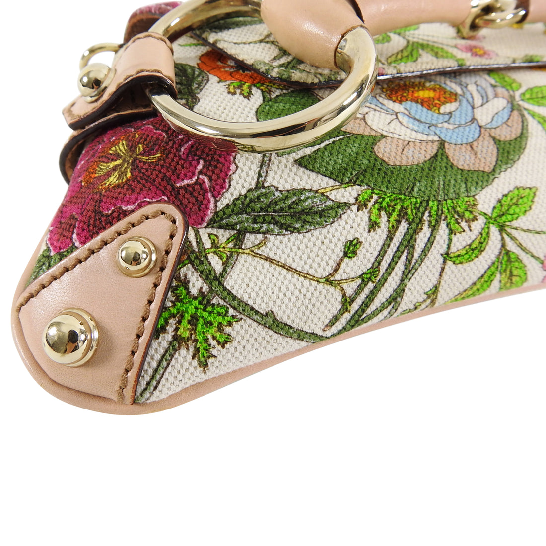 Gucci Flora and Fauna Canvas Horsebit Chain Baguette Small Shoudler Bag