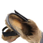 Gucci Black Amstel Horsebit Wood Clogs with Fur Trim - 37