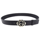 Gucci Black Belt with Silver GG Buckle - 36 / L