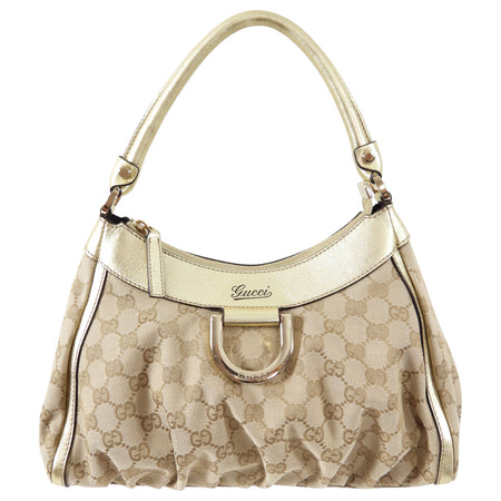 Gucci Gold Monogram Canvas Small Hobo Bag