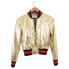 Gucci Gold Metallic Leather Bomber Jacket - XS / 0