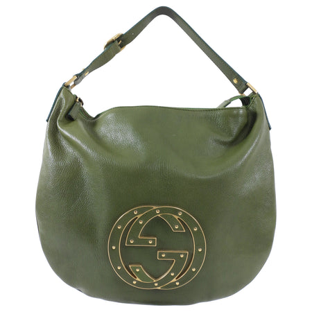 Gucci Green Disco Soho GG Logo Leather Hobo Bag