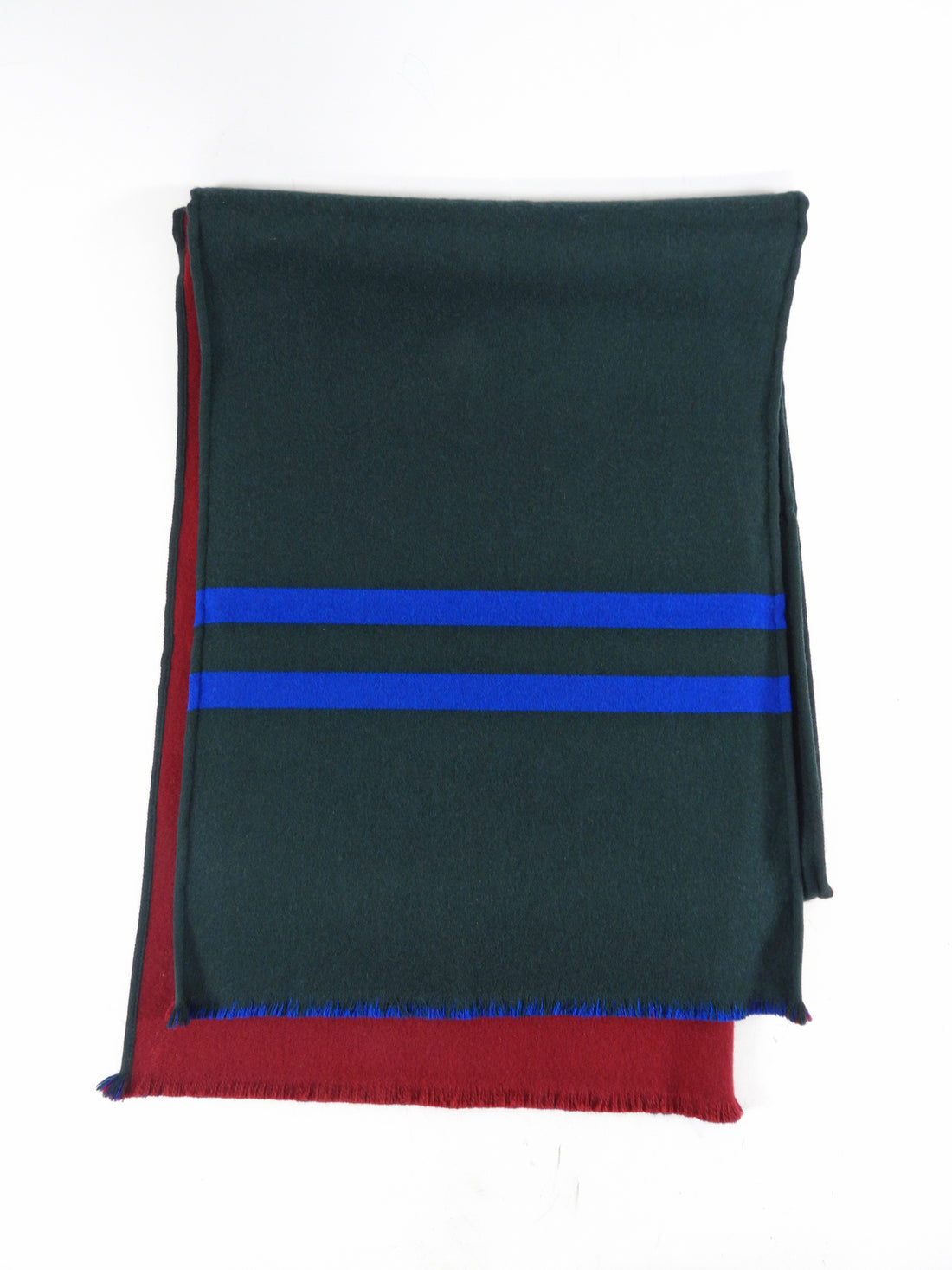 Gucci Green Blue Burgundy Wool Long Logo Scarf