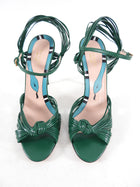 Gucci Green Strappy Leather Allie Snake Design Sandals - USA 9.5