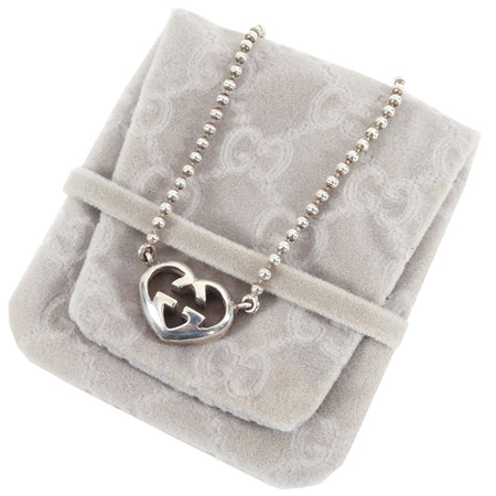 Gucci Puff Heart GG Logo Pendant Necklace