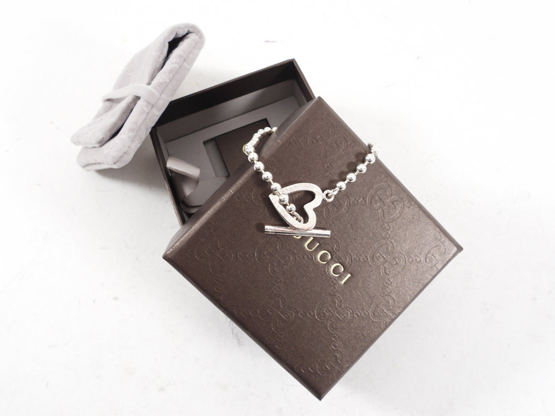 Gucci Sterling Silver Heart Toggle Bracelet