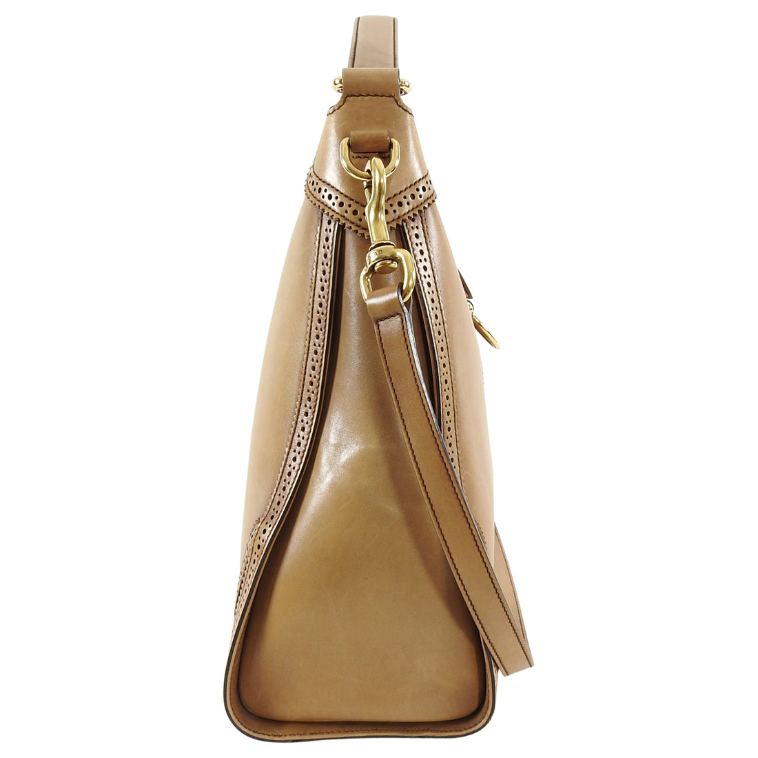 Gucci Brown Duilio Brogue Medium Hobo Bag