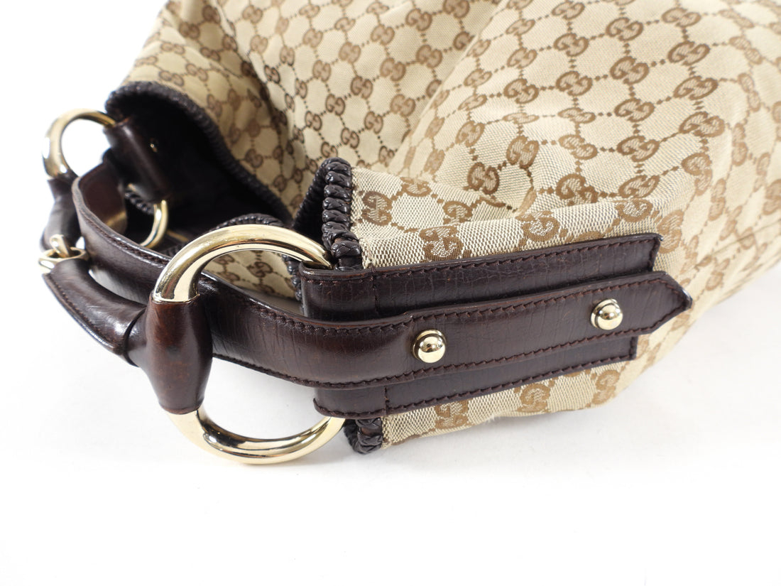 Gucci Monogram Canvas Horsebit Hobo XL Bag