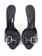Gucci Black Leather Horsebit Mule Heels - 39