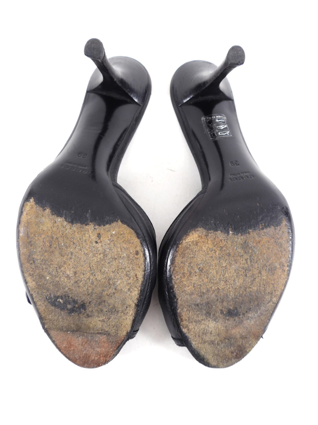 Gucci Black Leather Horsebit Mule Heels - 39
