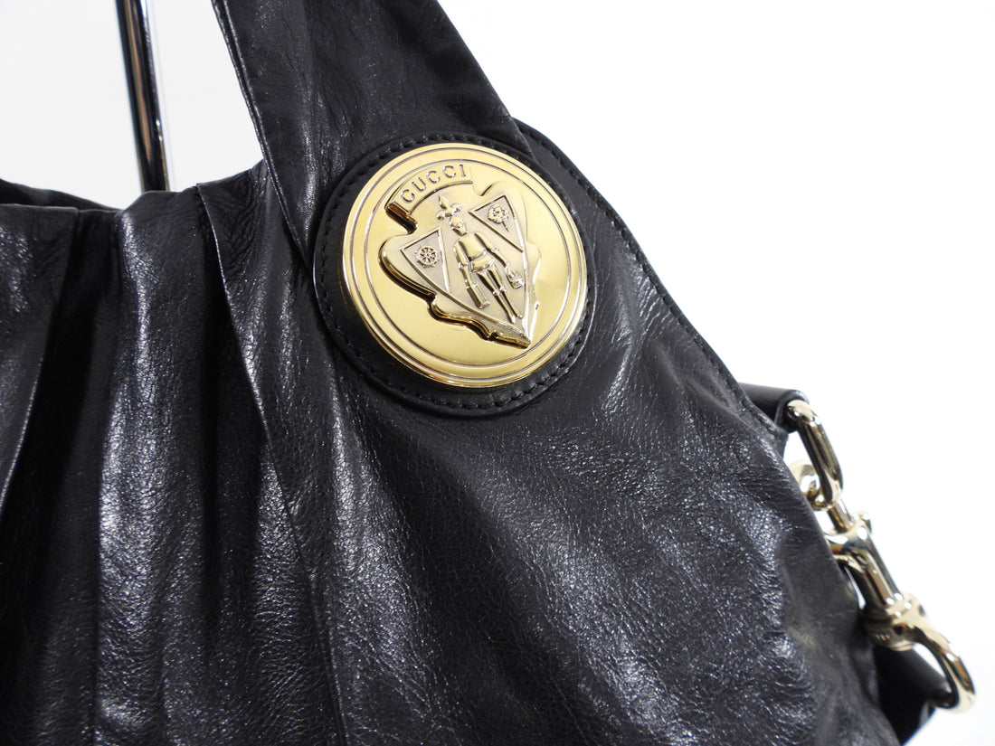 Gucci Black Leather Hysteria Hobo Two-Way Bag